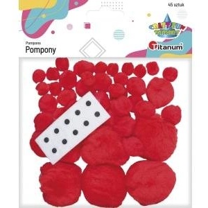 TITANUM Acrylic pompons red 45pcs