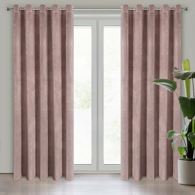 EUROFIRANY ZATEMŇOVACÍ ZÁVĚS NA KROUŽCÍCH VILLA 140X250 CM PÚDROVĚ RŮŽOVÁ