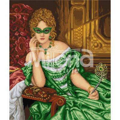 Milena Style Дамата в зелено - гоблен със схема конци Ariadna 1: 1