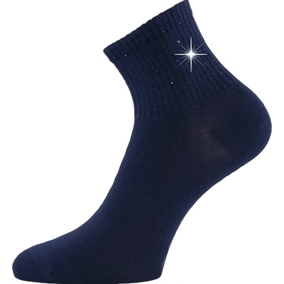 Lonka ponožky dámské elegantní FLITANA 04 s kamínky 3 páry TMAVĚ MODRÉ