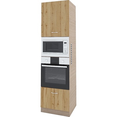 ИРИМ Колонен шкаф с четири врати за вградени фурна и микровълнова фурна Сити МДД-48 мока / дъб дакота 60 см