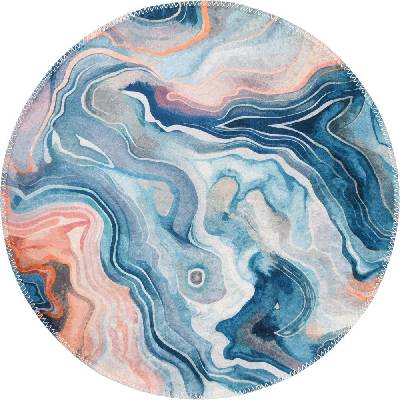 Vitaus Синьо-розов кръгъл килим подходящ за пране ø 120 cm Colors of Joy - Vitaus (KRN-6213-Circle-120x120)