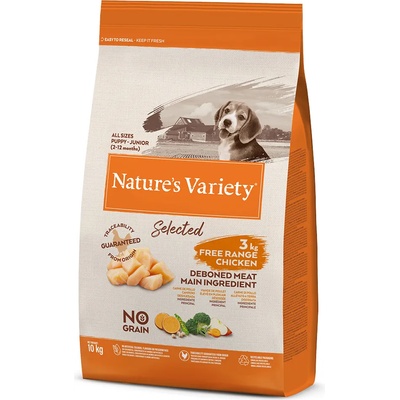 Nature's Variety 2x10кг Junior Selected Nature's Variety, суха храна за кучета - от свободноотглеждани пилета