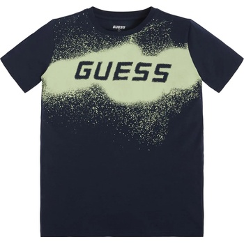 GUESS Тениска с къс ръкав в тъмно синьо за момче с цветен надпис Guess