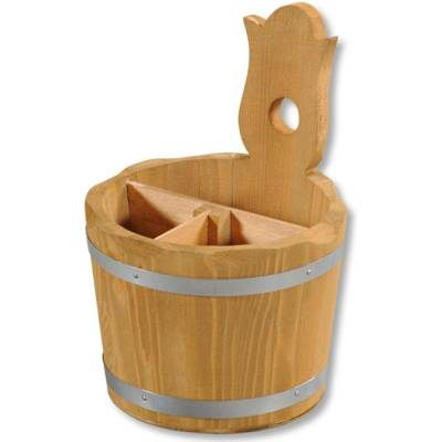 Kesper, Vědro na příbory z borovice, 4 přihrádky. Průměr 14 cm, výška 20 cm