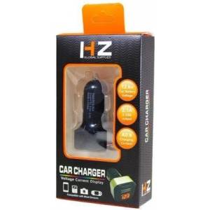 Зарядно за автомобил с 2 бр. USB, HZ Car Charger, с вграден волтметър