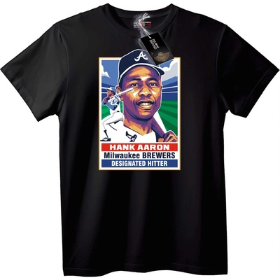 NOONEBRAND Тениска Hank Aaron Milwaukee Brewers - 7XL, Black