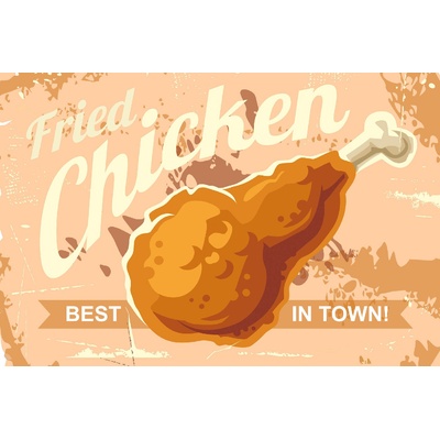 DIMEX ART Флизелинов фототапет ретро пържено пиле 375 x 250 см