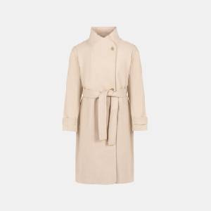 Biba Womens Billie Belted Long Sleeve Mid-Length Overcoat - Camel