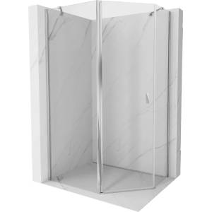 Mexen Mist петостенна асиметрична душ кабина с въртящи се врати 90 x 80 cm, прозрачна, хром - 8A8-090-080-01-00 (8A8-090-080-01-00)