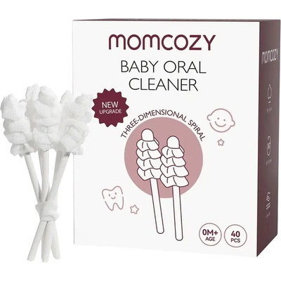 Momcozy Памучни тампони за бебешки език Momcozy - CW001, за еднократна употреба, 40 броя (602835182571)