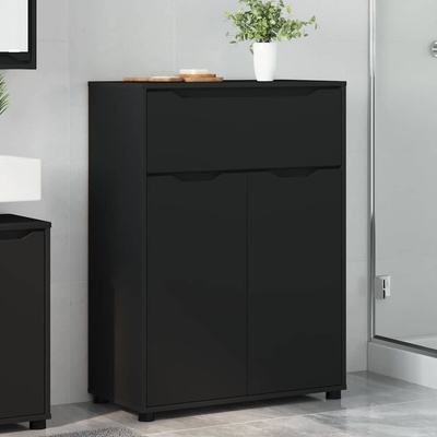 vidaXL Шкаф за баня с рафт Черно 72, 5 x 36, 5 x 100 см Инженерно дърво (888768)