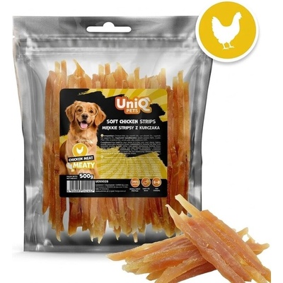 Uniq Pets Dog Snacks Meaty Soft Chicken Strips меки пилешки ленти за кучета, 500 г