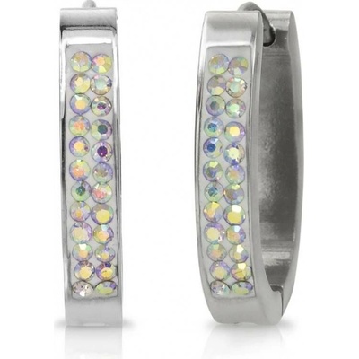 Prosperk náušnice ocelové oválné Swarovski duhové S1828