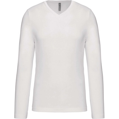 Kariban v-neck k358 / Мъжка тениска с дълъг ръкав - бяла xxxl (20k35800113)