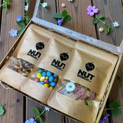 Nutworld Dárková krabice ŽELÉ průhledná 3 x 200 g