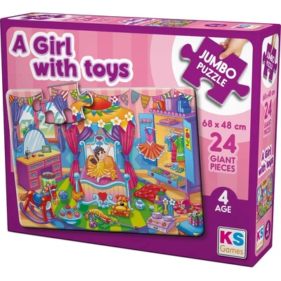 KS Games Пъзел KS Games от 24 XXL части - Момиче с играчки (JP31010)