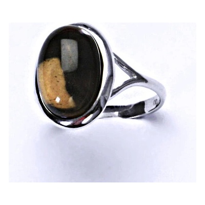 Čištín Zlatý prsten bílé i žluté zlato přírodní kámen záhněda T 1454 m