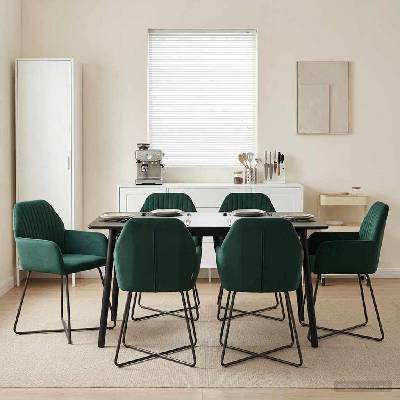 vidaXL Обедени столове 4 pcs Кадифе Тъмнозелено 55 x 50 x 84 см (3428375)