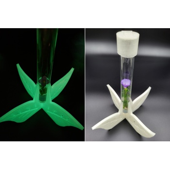 Image 1 of „ТЮБ ПЛАНТ ООД Цвете в епруветка със стойка от биоразградима пластмаса - Зимни листа (светят в тъмното)