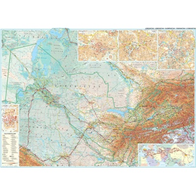 Gizi Map Uzbekistán - nástěnná mapa 125 x 88 cm Varianta: bez rámu v tubusu, Provedení: laminovaná mapa v lištách