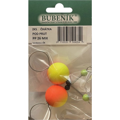 Bubeník číhátko pod prut 26mm 2ks barva žlutá červená