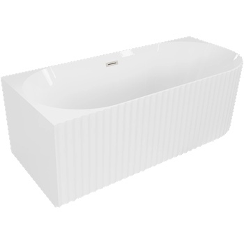 Mexen Gia свободностояща вана, ъглова, рифелована, лява, 170 x 80 см, бял гланц, преливник никел матиран - 52701708000L-97 (52701708000L-97)