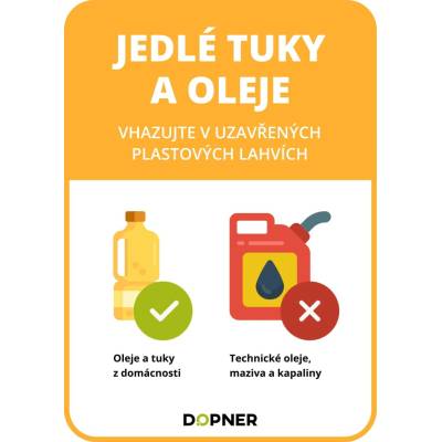 Dopner Nálepka jedlé tuky a oleje na popelnice - A4