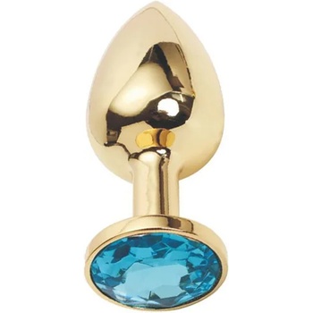 Image 1 of Sensual Метално дилдо Butt Plug "GOLD CRYSTAL BLUE" 7 см. Размер - S