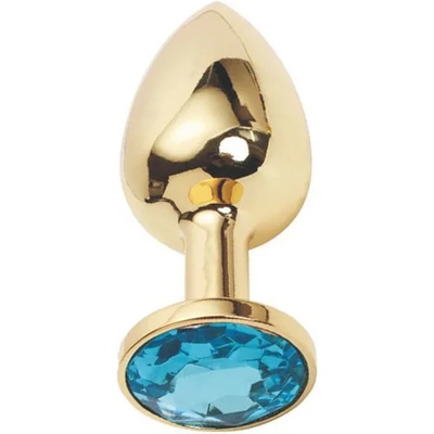 Sensual Метално дилдо Butt Plug "GOLD CRYSTAL BLUE" 7 см. Размер - S