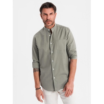 Ombre Clothing Мъжка памучна риза с права яка и джоб REGULAR FIT - каки Ombre Clothing | Zelen | МЪЖЕ | S