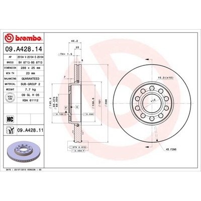 BREMBO Brzdový kotúč 09A42811