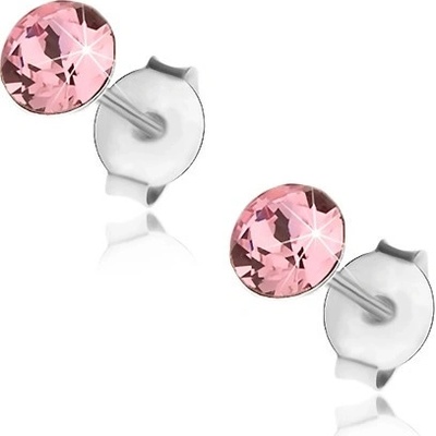 Šperky eshop puzetové náušnice stříbro krystalek Swarovski růžové barvy PC21.04