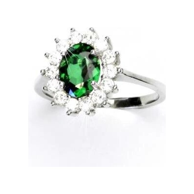 Čištín Stříbrný prsten Kate zirkony emerald a čiré T 1507