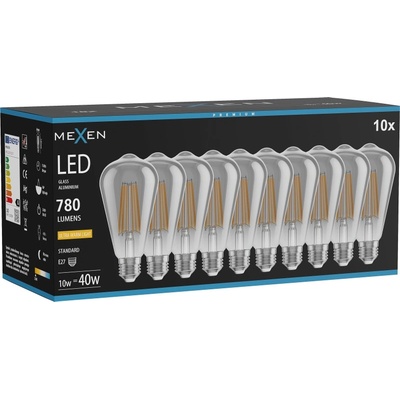 Mexen Vintis 10x LED филтър крушка E27, ST64, 10W, Топла - 2200K, 780 lm, пушек - L152-E27-1022-70x10 (L152-E27-1022-70x10)