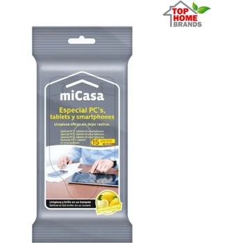Brevia Corporation, Spain Влажни почистващи кърпи Micasa за компютри, таблети и смартфони, 15 бр