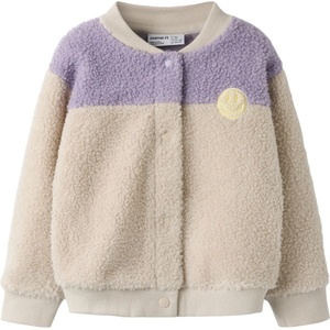 NAME IT Детско поларено яке Name it Kid's Balissea L/S Teddy Card Fleece jacket - Pumice Stone - размер 92 (EU) (703-7840-0113)