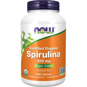 NOW NOW Spirulina Certified Organic 500mg, 500 Tablets - fitnesdobavki - 44,96 лв