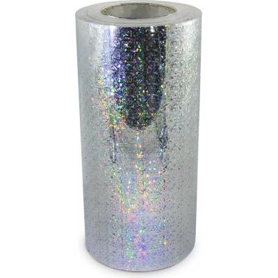 Univerzální hologramová samolepící fólie na metry MOTIV střepy a kolečka - šíře 30cm stříbrná