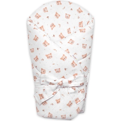 Baby Nellys zavinovačka s výztuží na zavazování Teddy Bear bílá