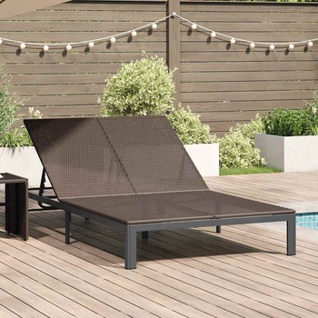 vidaXL Шезлонг Кафяво 206 x 115 x 75 см полиратан (42004132)