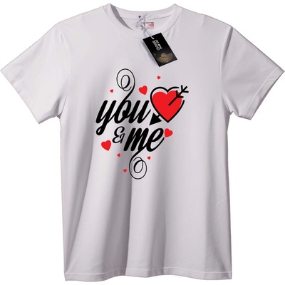 NOONEBRAND Тениска Ти & Аз Любовно Сърце - 2XL, White