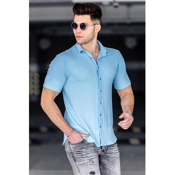 Madmext Мъжка риза с къс ръкав 4937 - Синя 292806 (292806_Синьо)