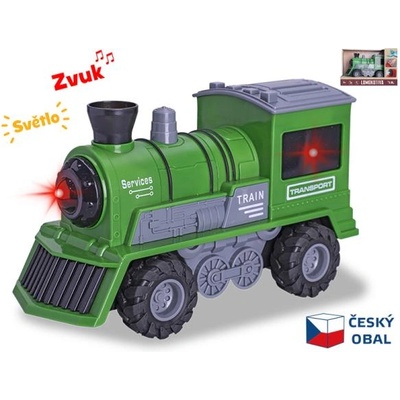 Mikro Локомотив зелен 22, 5см 1: 16 на инерция на батерии със светлина и звук