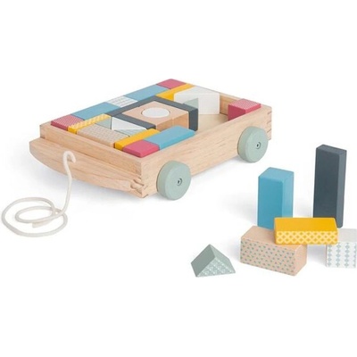 Bigjigs Toys Vozík s dřevěnými kostkami