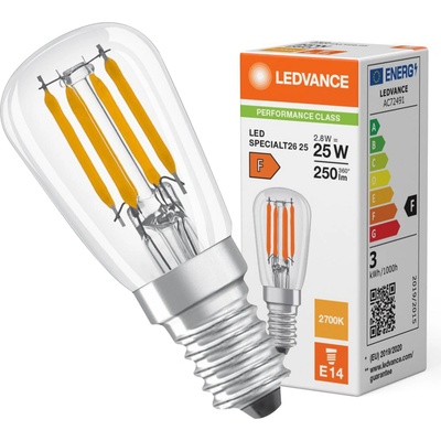 LEDVANCE Žiarovka LED E14 2,8W/827 do chladničky FILAMENT T2625 PMC