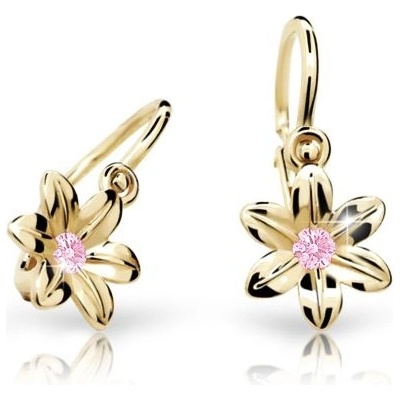 Danfil detské náušnice kvetiny C1993 zo žltého zlata pink brizura