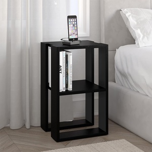 TopMebel Нощно шкафче Lonie TopMebel от меламин - помощна маса в черен цвят 34x30x55cm
