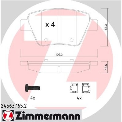 ZIMMERMANN Sada brzdových platničiek kotúčovej brzdy 245631652