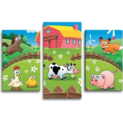 Sablio Obraz - 3-dílný Farma - 75x50 cm